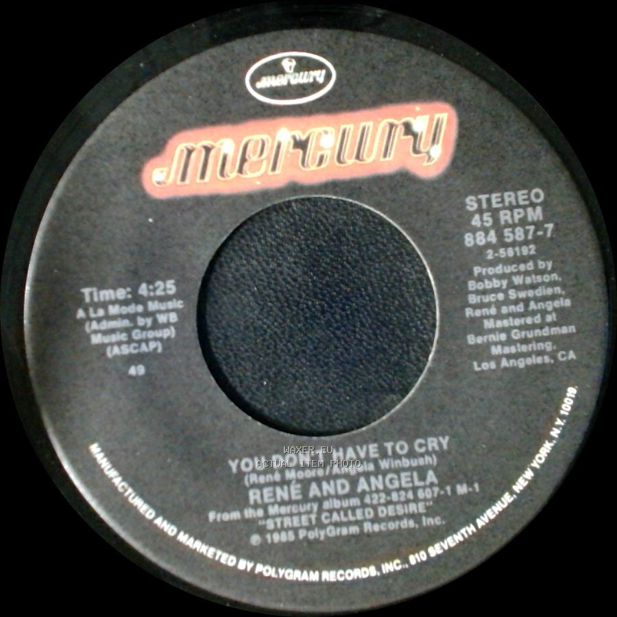 René And Angela - You Don't Have To Cry (Instrumental) / You Don't Have To Cry side B