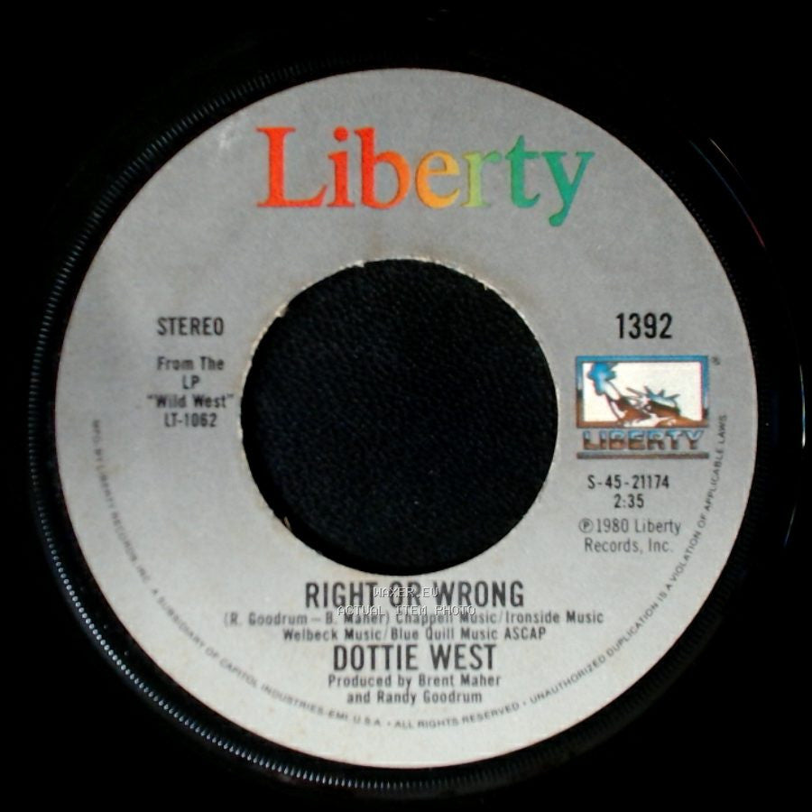 Dottie West - Are You Happy Baby? / Right Or Wrong side B