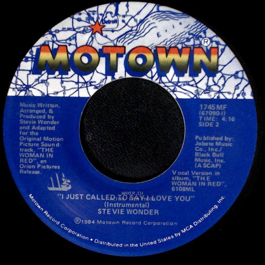 Stevie Wonder - I Just Called To Say I Love You / I Just Called To Say I Love You (Instrumental) side B