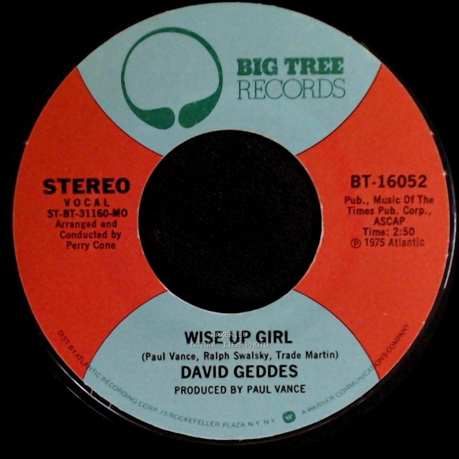 David Geddes - The Last Game Of The Season (A Blind Man In The Bleachers) / Wise Up Girl side B