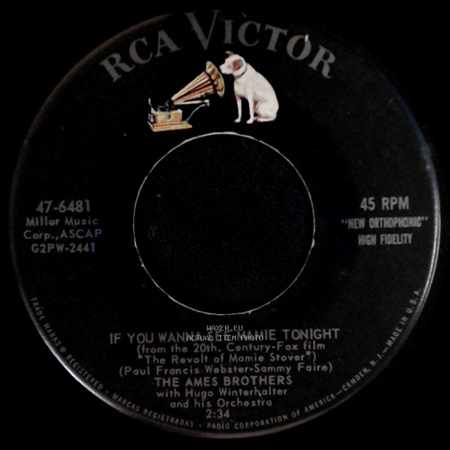 The Ames Brothers - It Only Hurts For A Little While / If You Wanna See Mamie Tonight side B