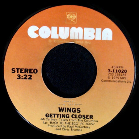 Wings - Getting Closer / Spin It On side A