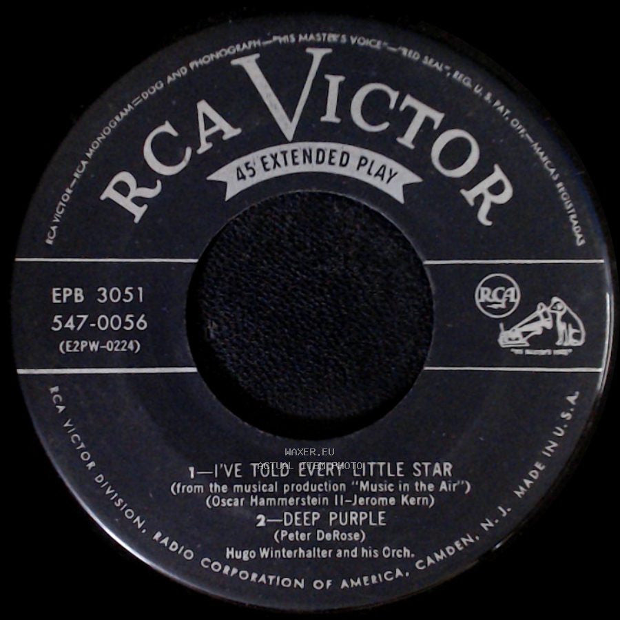 Hugo Winterhalter And His Orch. - I've Told Every Little Star / Deep Purple / Penthouse Serenade / Stairway To The Stars side A