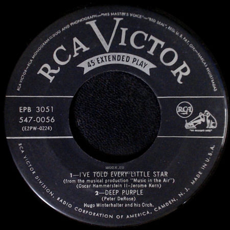 Hugo Winterhalter And His Orch. - I've Told Every Little Star / Deep Purple / Penthouse Serenade / Stairway To The Stars side A