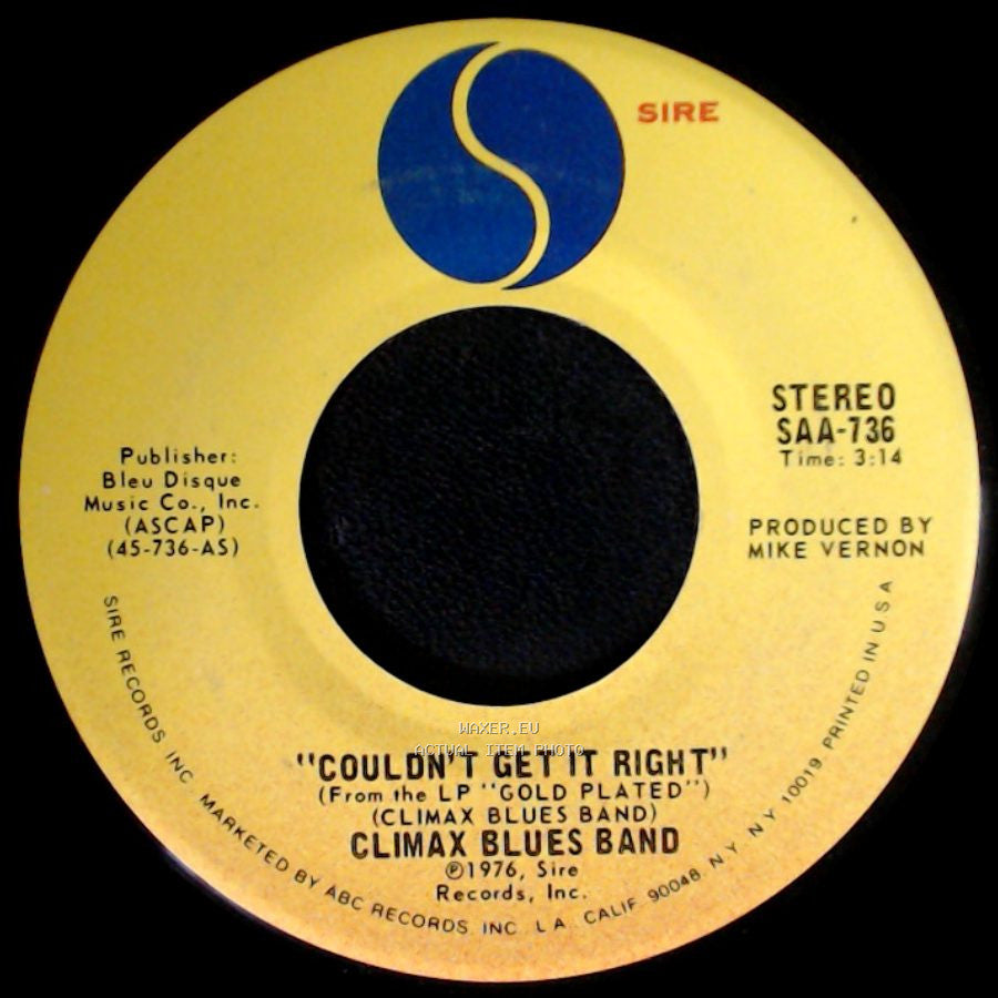 Climax Blues Band - Couldn't Get It Right / Sav’Ry Gravy side A