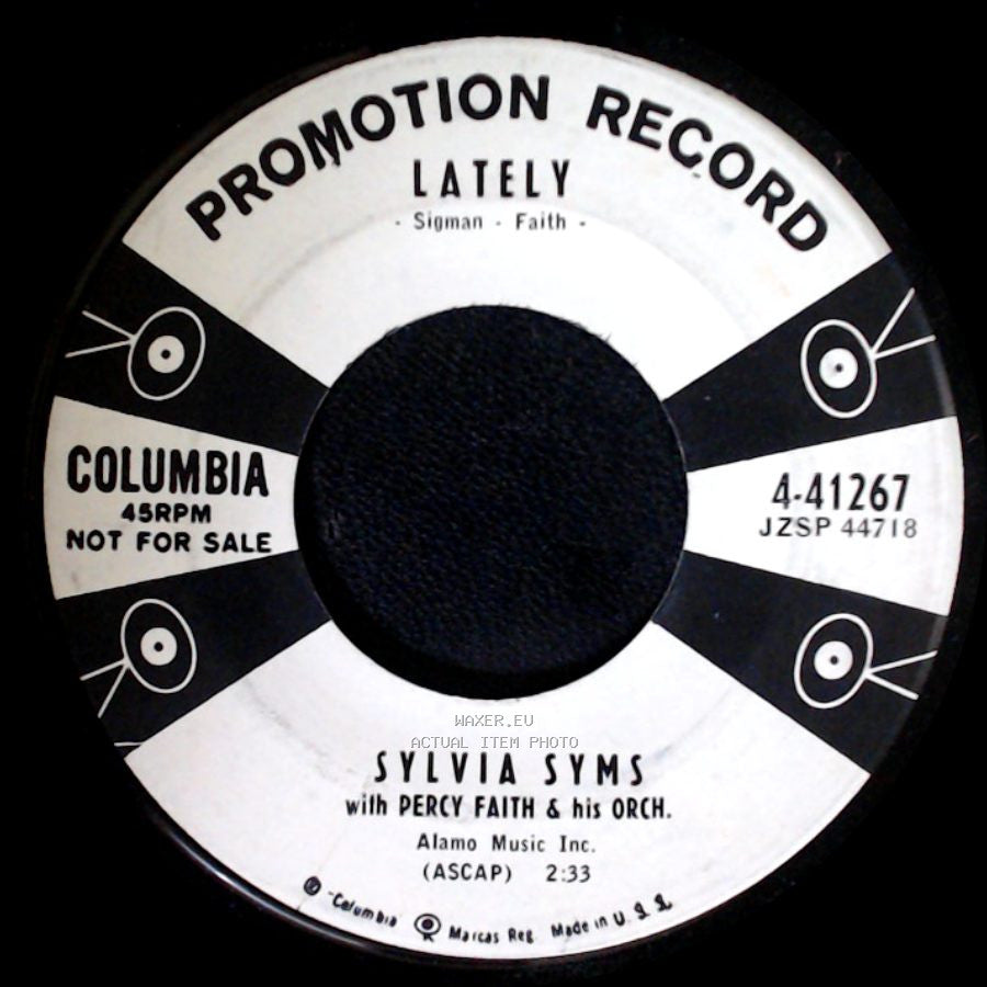 Sylvia Syms With Percy Faith & His Orch. - I Wish I Knew (Notorious) / Lately side B