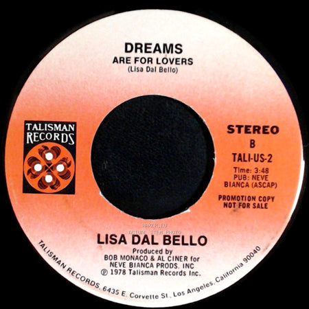 Lisa Dal Bello - Pretty Girls / Dreams Are For Lovers side B