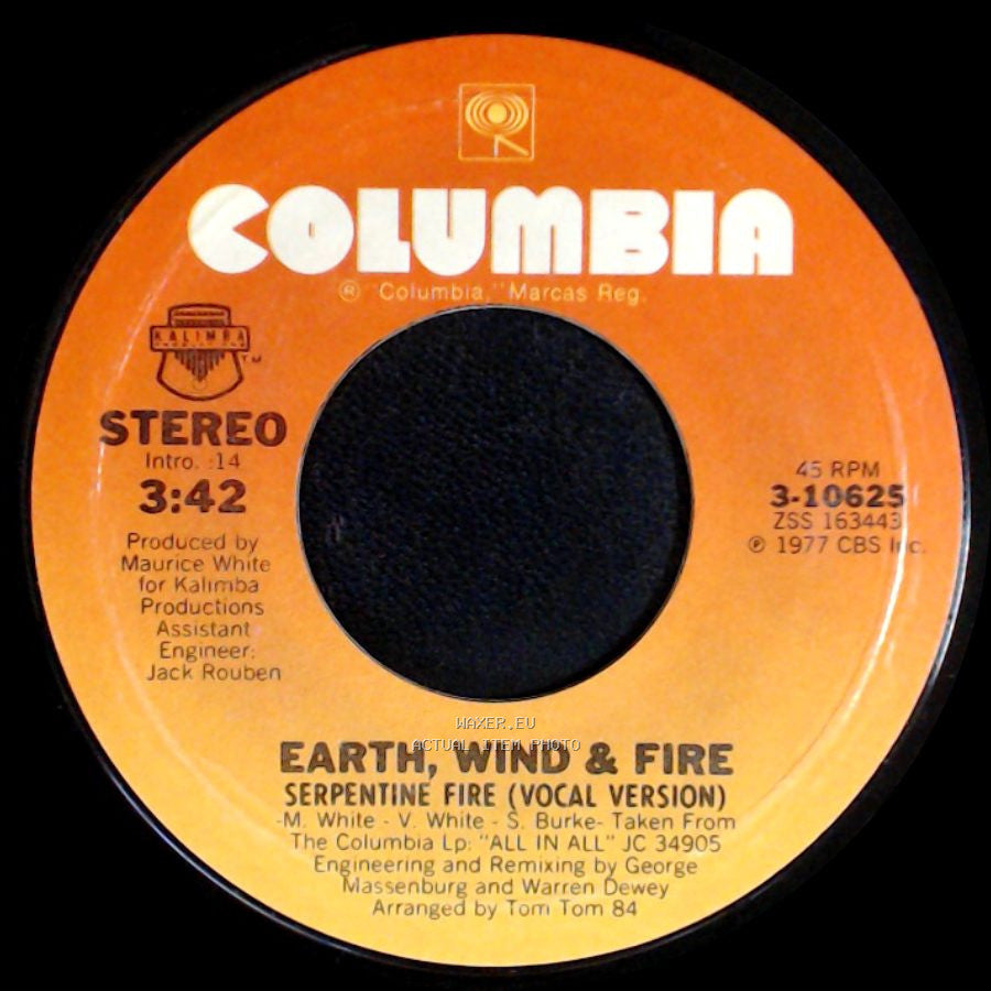 Earth, Wind & Fire - Serpentine Fire (Instrumental Version) / Serpentine Fire (Vocal Version) side B