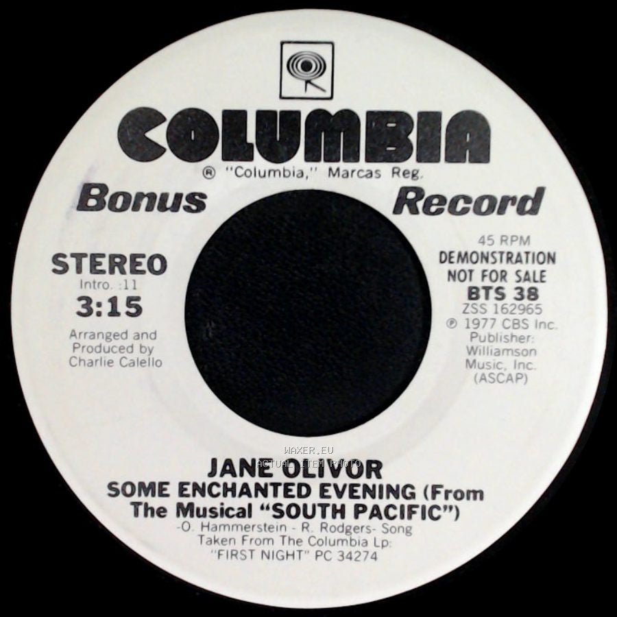 Jane Olivor - Some Enchanted Evening (From The Musical “South Pacific”) / Unknown Title B side A