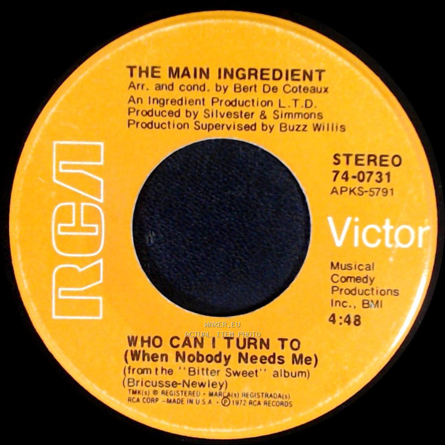 The Main Ingredient - Who Can I Turn To (When Nobody Needs Me) / Everybody Plays The Fool side A