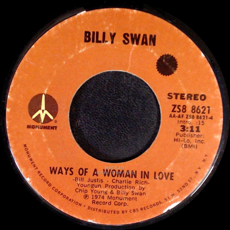Billy Swan - Ways Of A Woman In Love / I Can Help side A