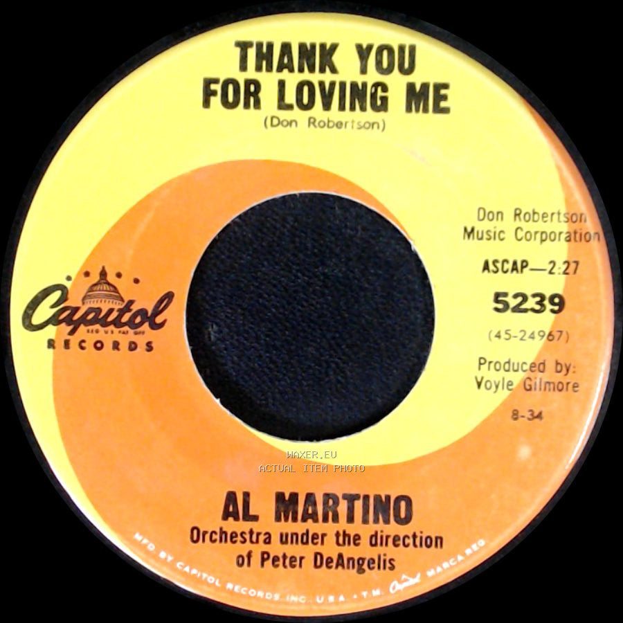 Al Martino - Thank You For Loving Me / Always Together side A