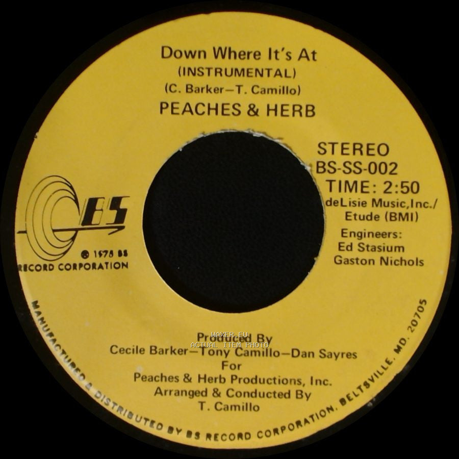 Peaches & Herb - (Hump & Bump) Down Where It's At / Down Where It's At (Instrumental) side B
