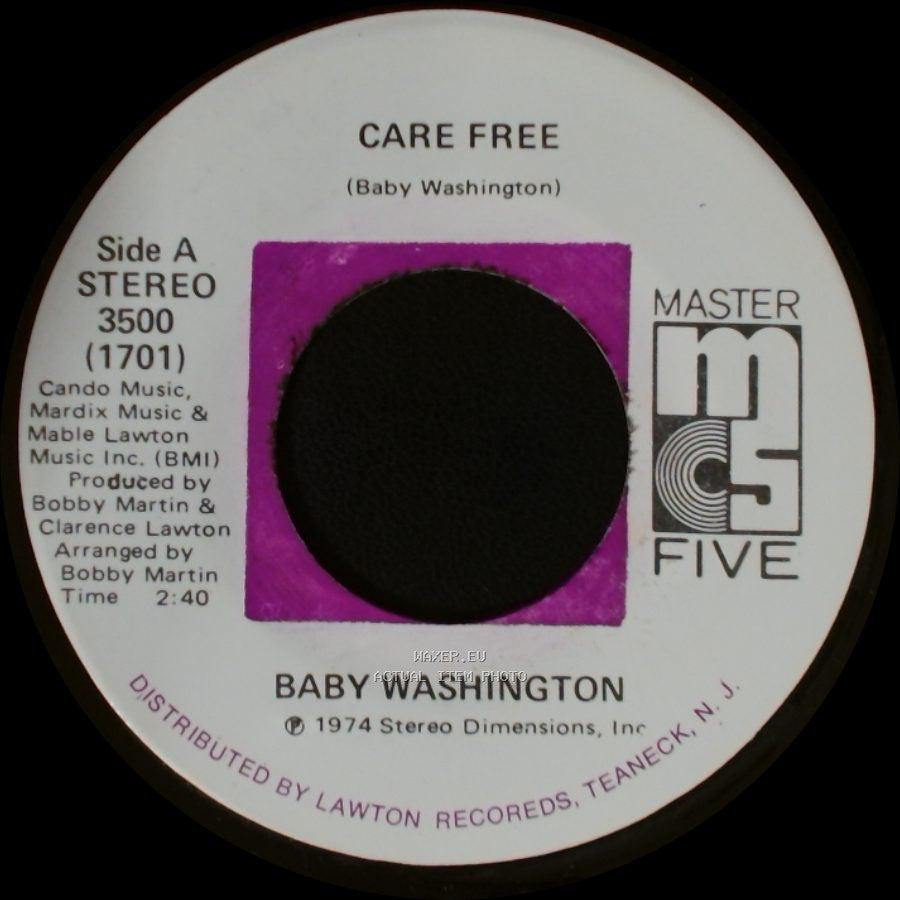 Baby Washington - Care Free / Can't Get Over Losing You side A