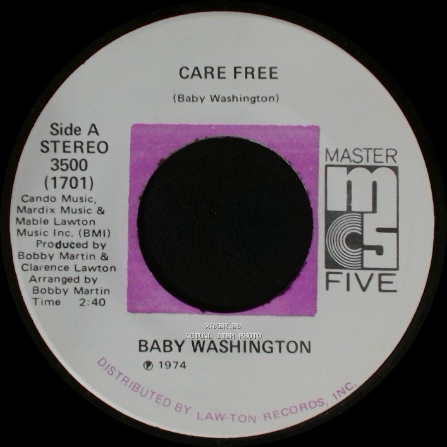 Baby Washington - Care Free / Can't Get Over Losing You side A