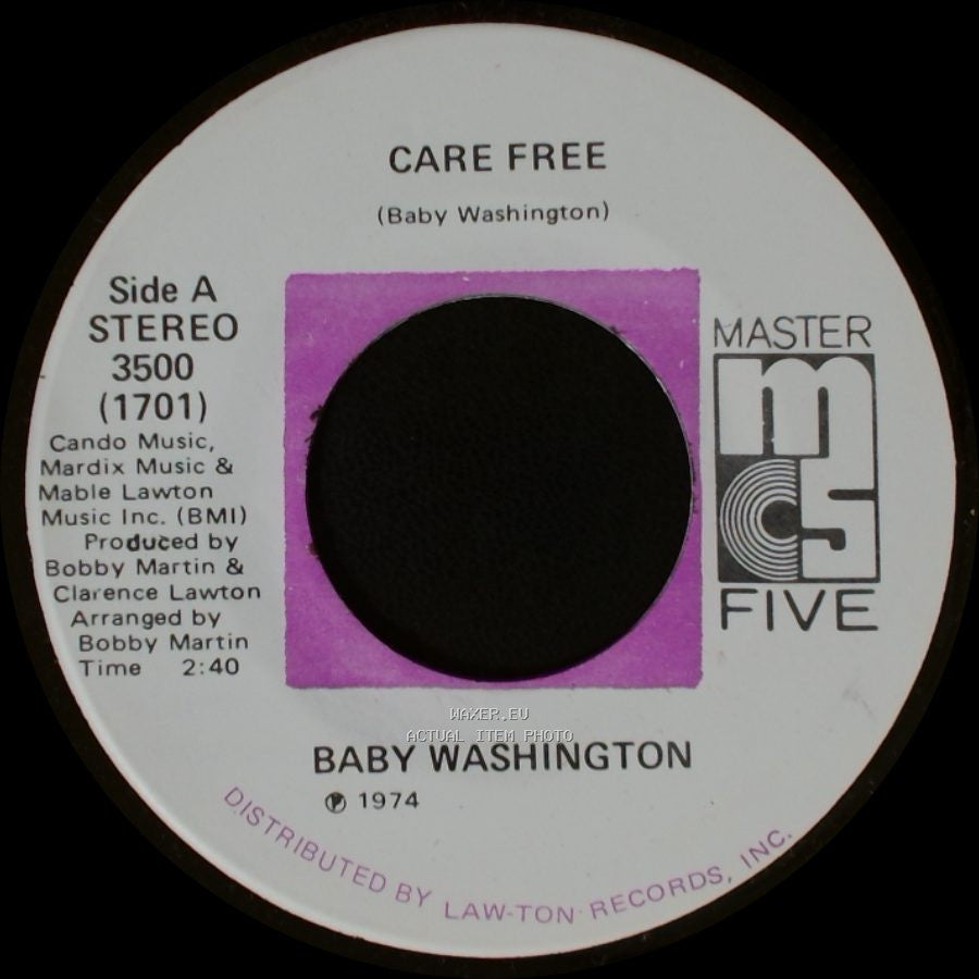 Baby Washington - Care Free / Can't Get Over Losing You side A
