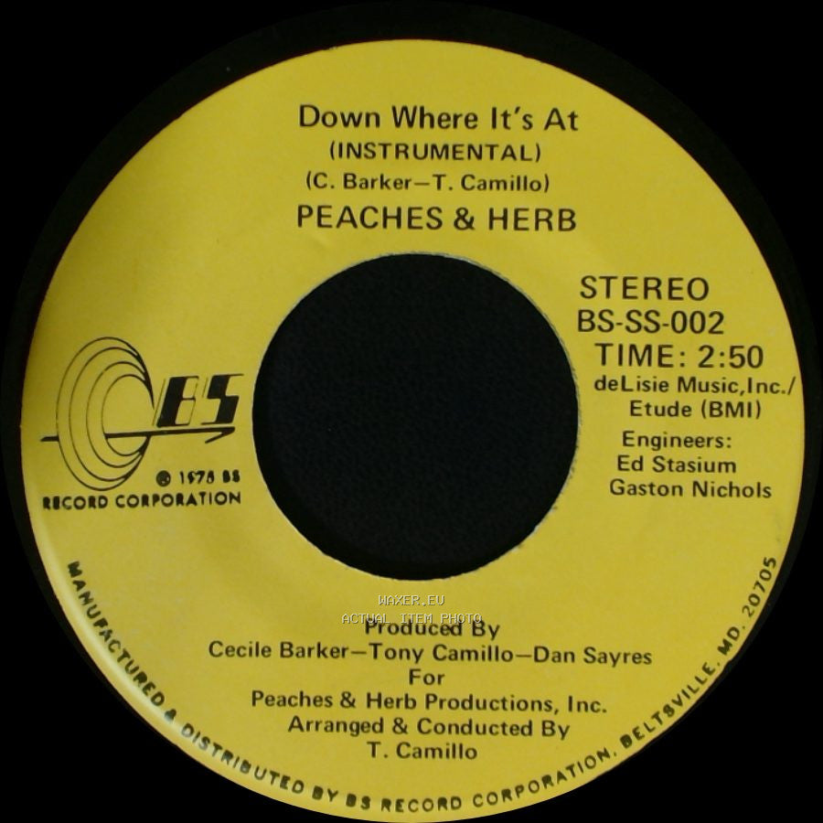 Peaches & Herb - (Hump & Bump) Down Where It's At / Down Where It's At (Instrumental) side B