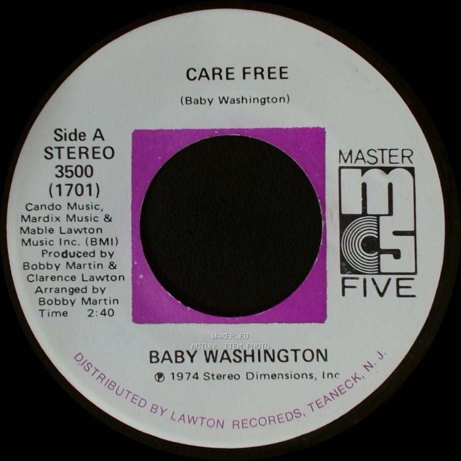 Baby Washington - Care Free / Can't Get Over Losing You side A
