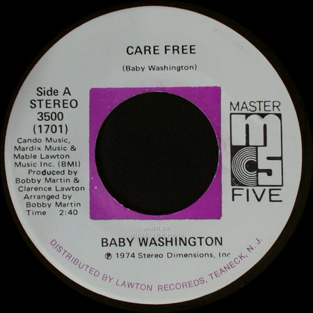 Baby Washington - Care Free / Can't Get Over Losing You side A