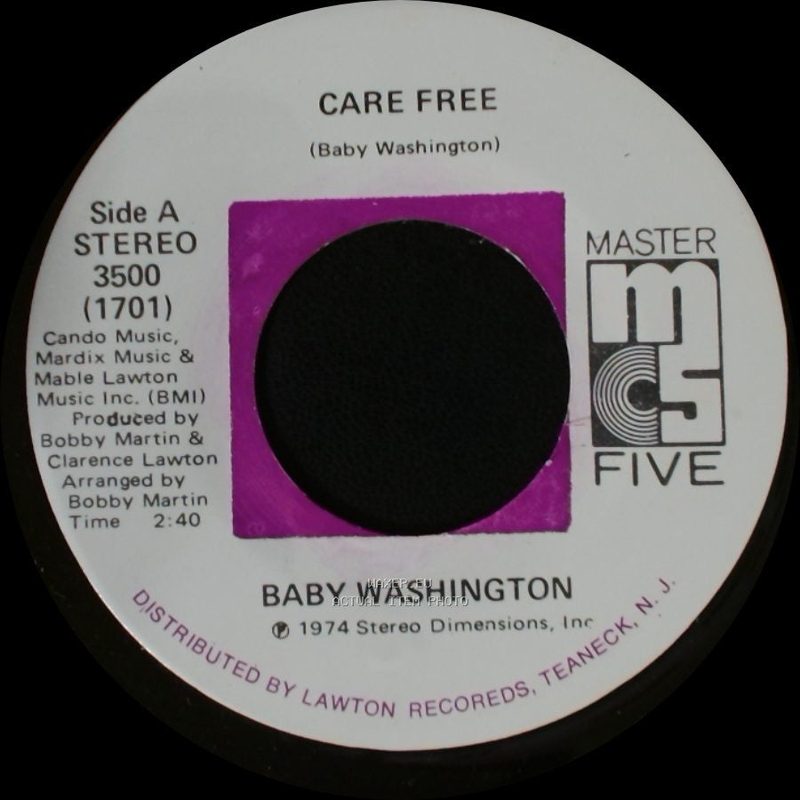 Baby Washington - Care Free / Can't Get Over Losing You side A