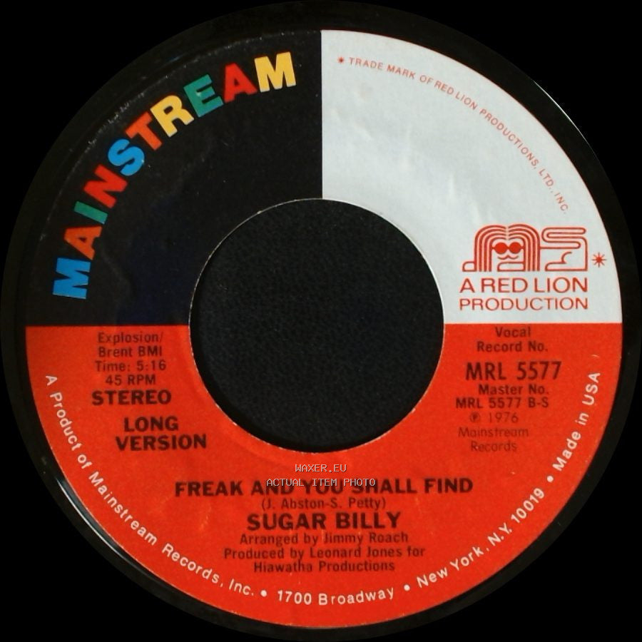 Sugar Billy - Freak And You Shall Find / Freak And You Shall Find side B