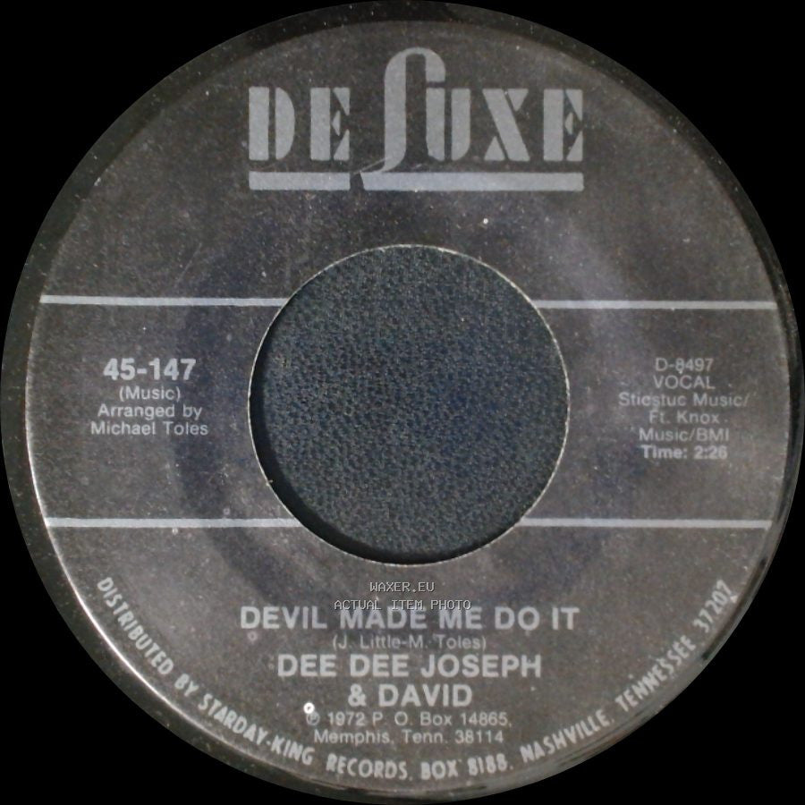 Dee Dee Joseph & David - City Called Loneliville / Devil Made Me Do It side B
