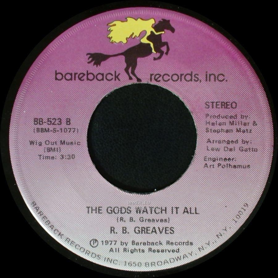 R. B. Greaves - Who's Watching The Baby (Margie) / The Gods Watch It All side B