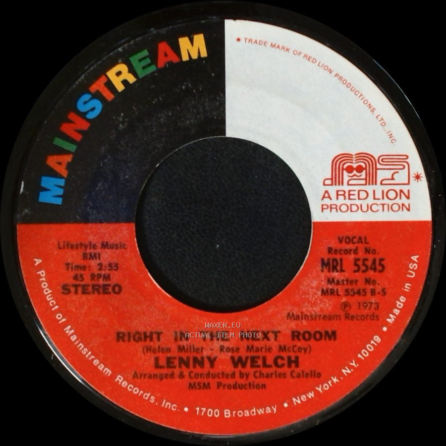 Lenny Welch - Right In The Next Room / Since I Don't Have You side A