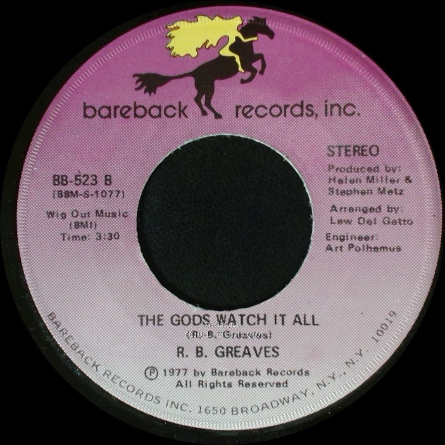 R. B. Greaves - Who's Watching The Baby (Margie) / The Gods Watch It All side B