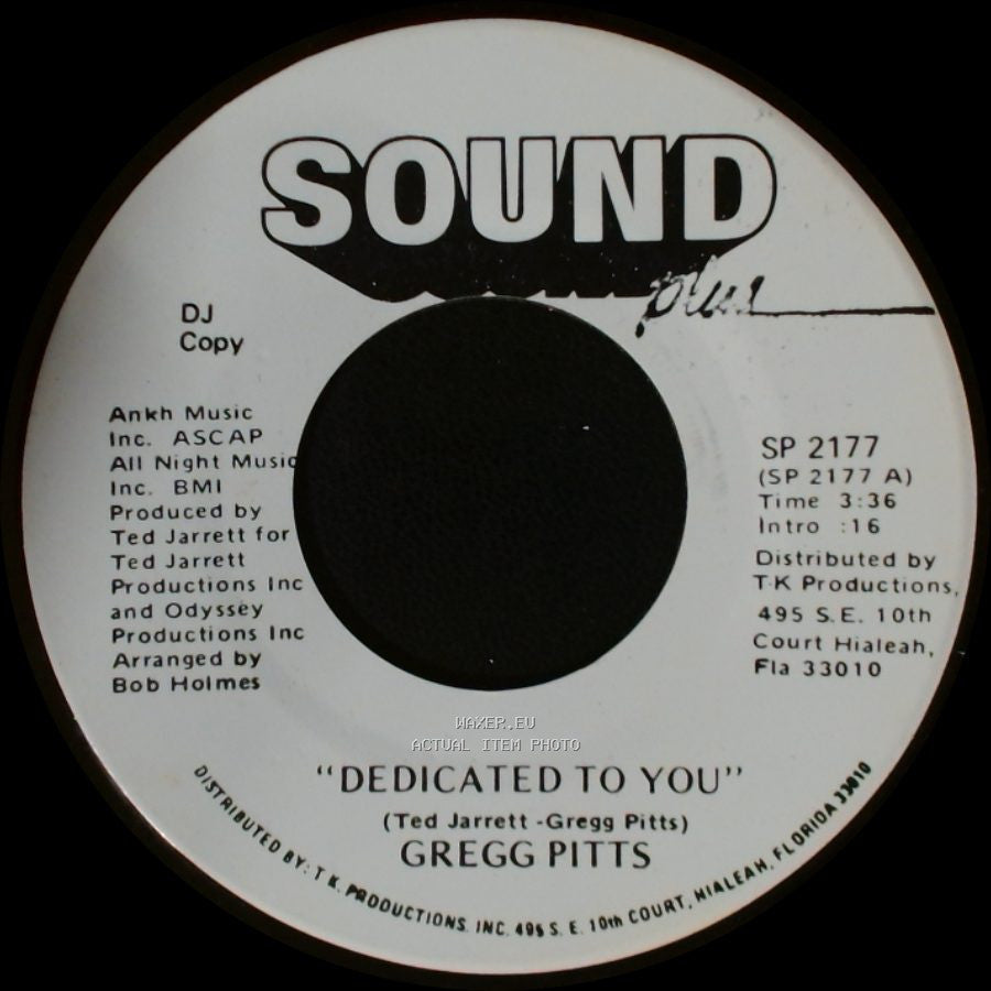 Gregg Pitts - Back To Back / Dedicated To You side B