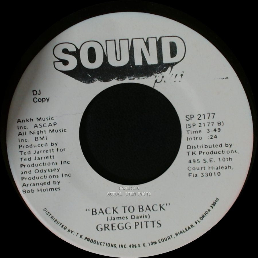 Gregg Pitts - Back To Back / Dedicated To You side B