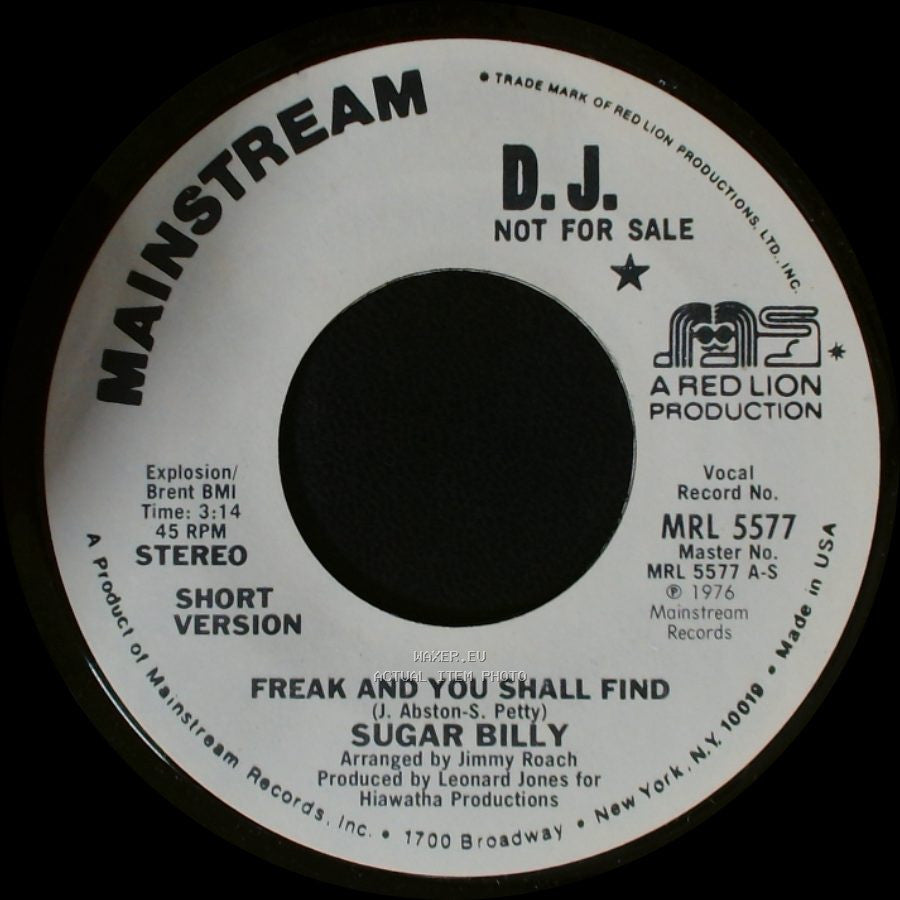 Sugar Billy - Freak And You Shall Find / Freak And You Shall Find side A