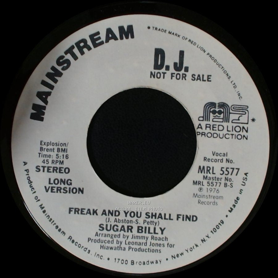 Sugar Billy - Freak And You Shall Find / Freak And You Shall Find side B