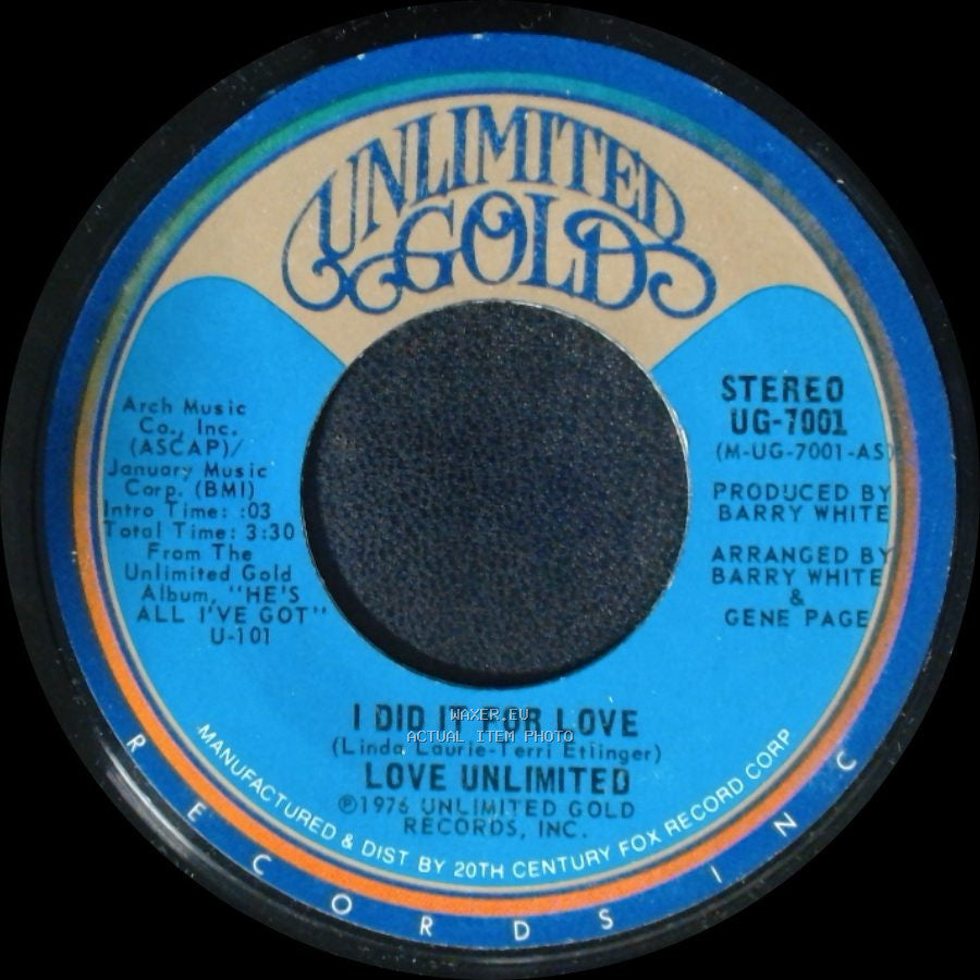 Love Unlimited - I Did It For Love / I Did It For Love (Instrumental) side A