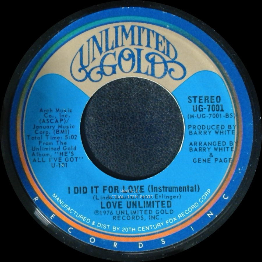 Love Unlimited - I Did It For Love / I Did It For Love (Instrumental) side B