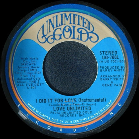 Love Unlimited - I Did It For Love / I Did It For Love (Instrumental) side B