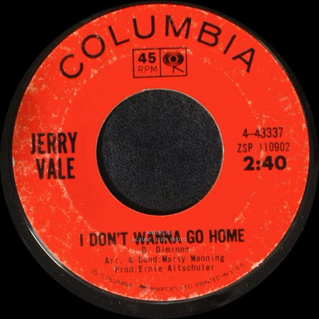 Jerry Vale - Where Were You When I Needed You / I Don't Wanna Go Home side B