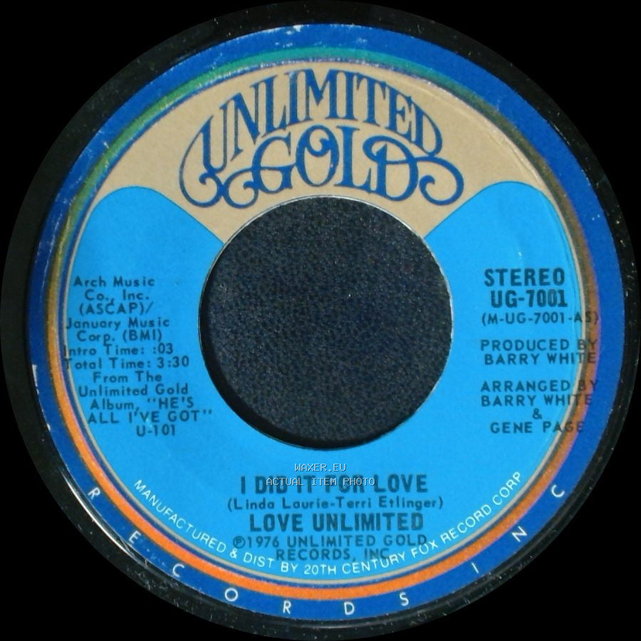 Love Unlimited - I Did It For Love / I Did It For Love (Instrumental) side A