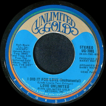 Love Unlimited - I Did It For Love / I Did It For Love (Instrumental) side B