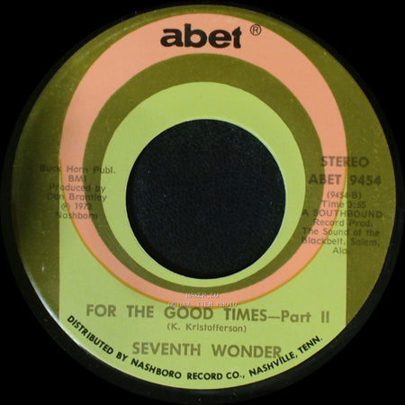 Seventh Wonder - For The Good Times - Part I / For The Good Times - Part Ii side B