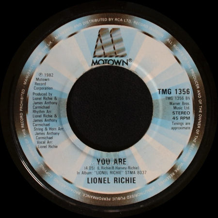 Lionel Richie - Penny Lover / You Are side B