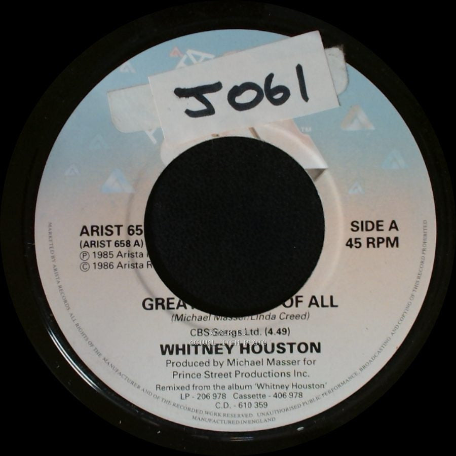 Whitney Houston - Greatest Love Of All / Thinking About You side A