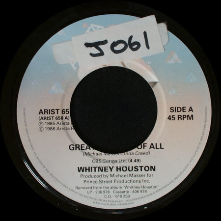 Whitney Houston - Greatest Love Of All / Thinking About You side A
