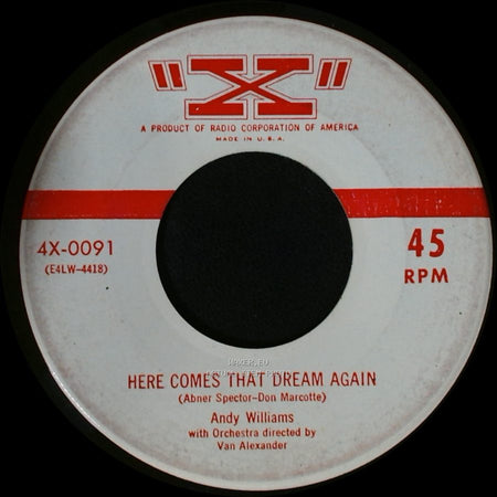 Andy Williams - Now I Know / Here Comes That Dream Again side B