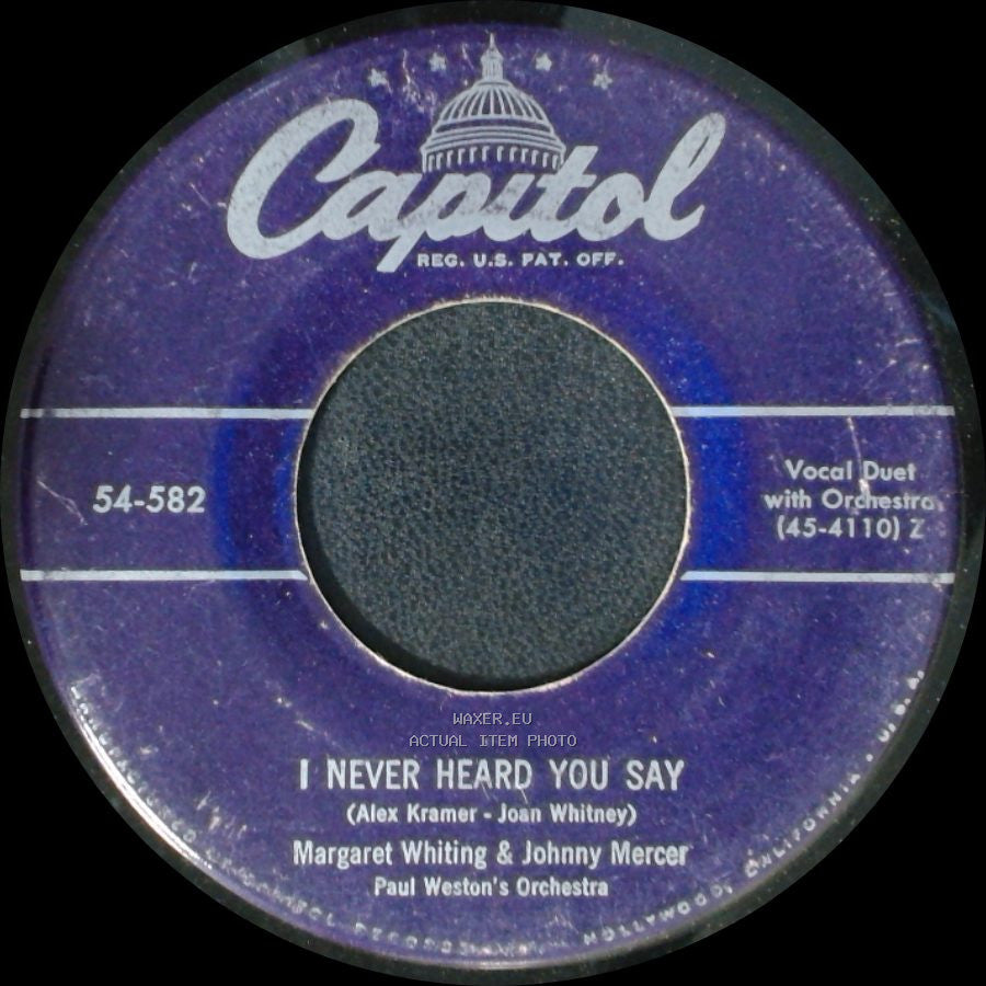 Margaret Whiting & Johnny Mercer - I Never Heard You Say / Baby, It's Cold Outside side A