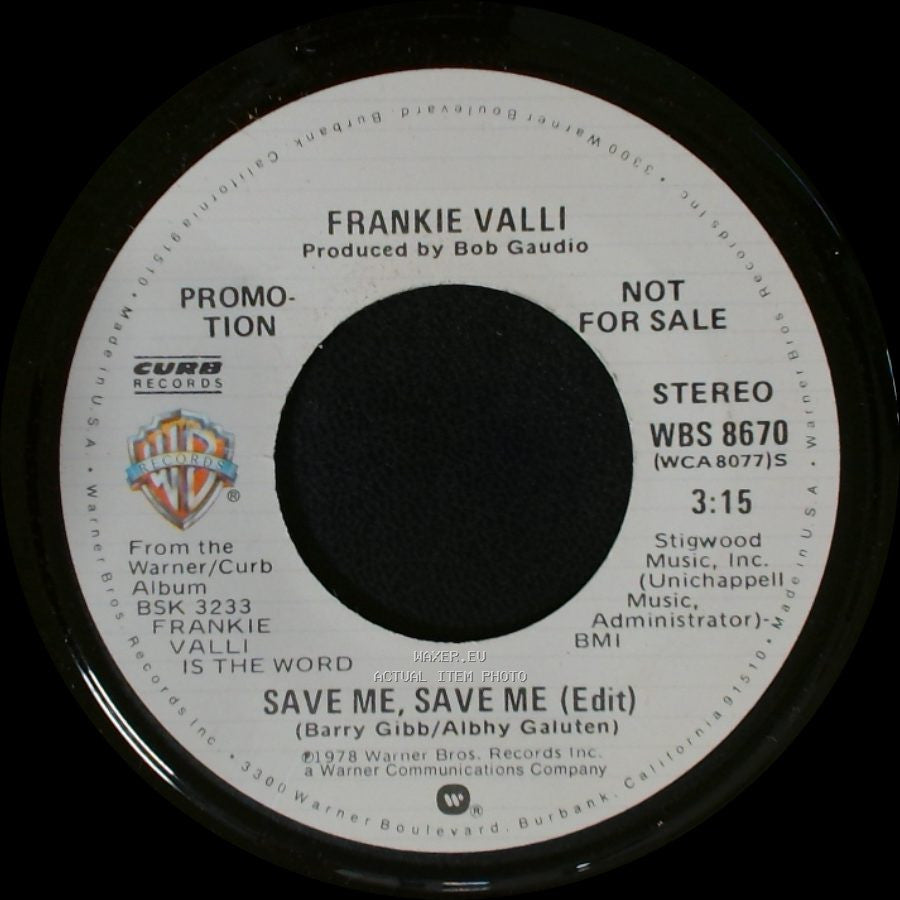Frankie Valli - Save Me, Save Me (Edit) / Save Me, Save Me (Edit) side A