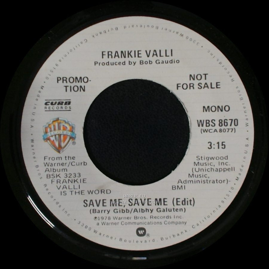 Frankie Valli - Save Me, Save Me (Edit) / Save Me, Save Me (Edit) side B