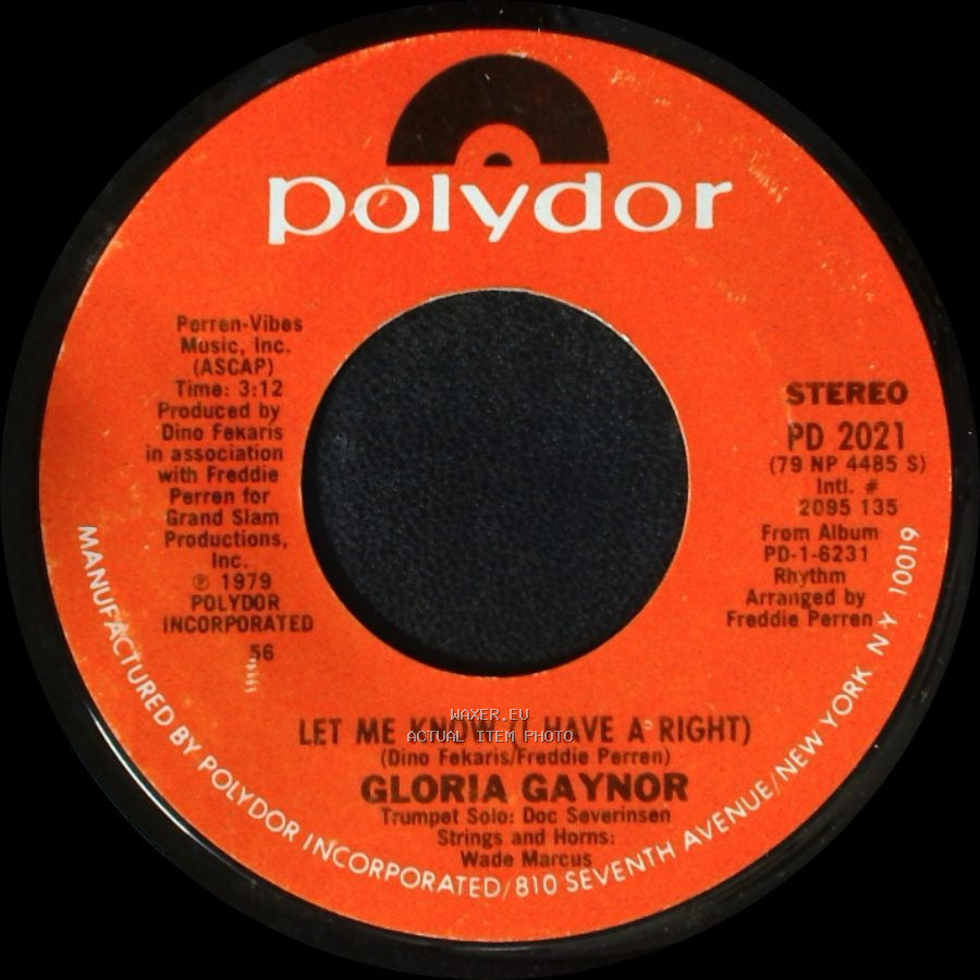 Gloria Gaynor - Let Me Know (I Have A Right) / One Number One side B