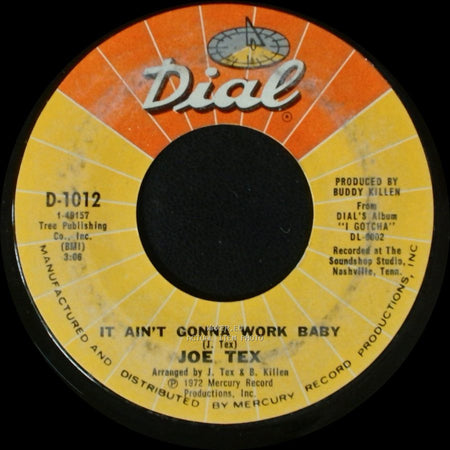 Joe Tex - You Said A Bad Word / It Ain't Gonna Work Baby side B