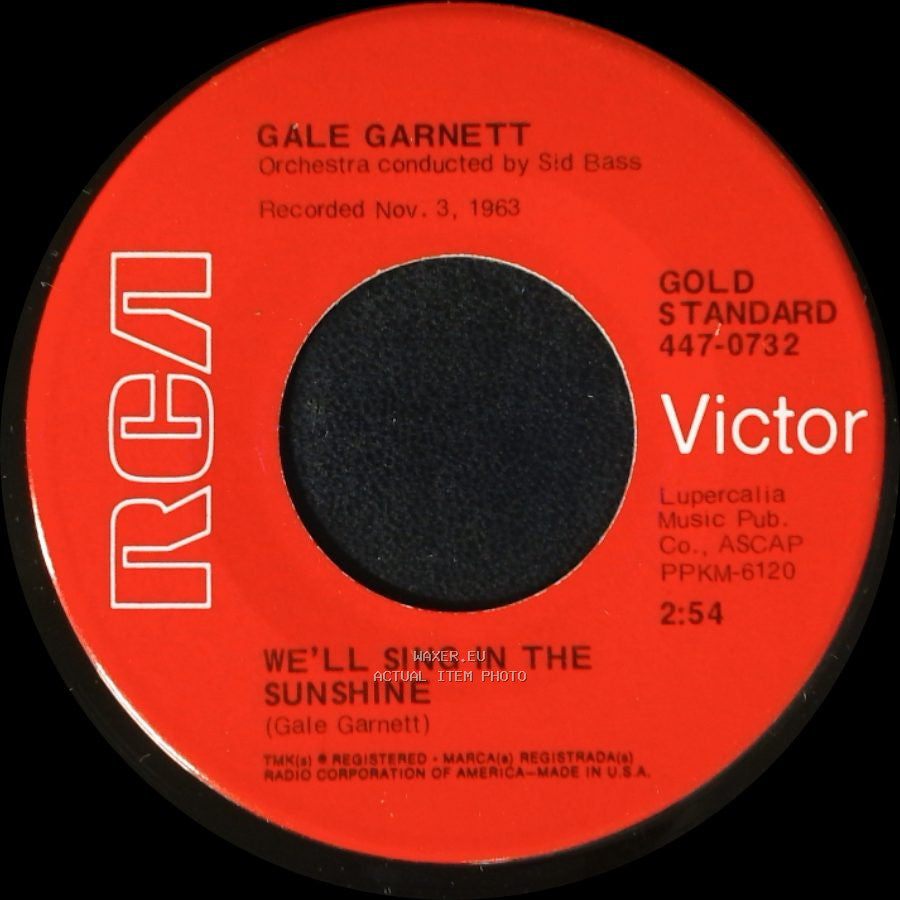 Gale Garnett - You Are My Sunshine / We'll Sing In The Sunshine side B